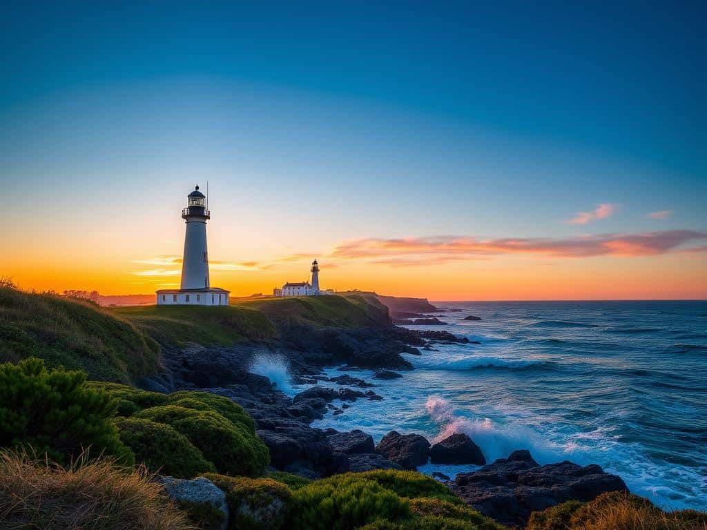scenic views at Pigeon Point Lighthouse and Bodie Island Light Station